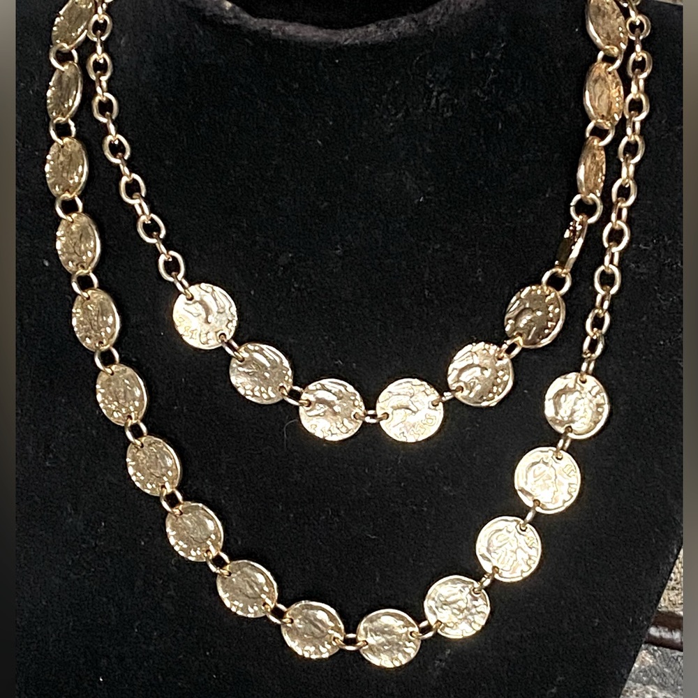Gold tone Disk Coin Necklace